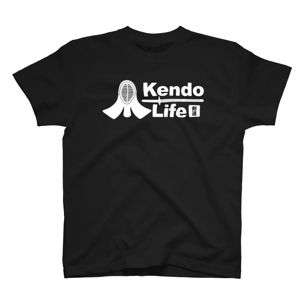 sports_tower スポーツタワーの剣道・白・Kendo・ライフ・Life・竹刀・Shinai・縦・生活・けんどう・剣道Tシャツ・防具・イラスト・日本・アイテム・稽古・有望・確実・有力・デザイン・グッズ Regular Fit T-Shirt