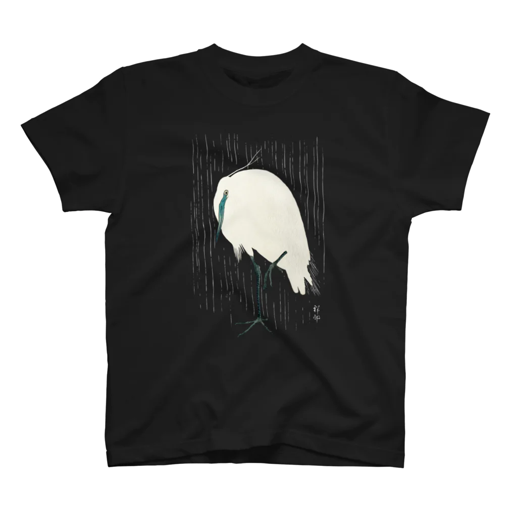 MUGEN ARTの小原古邨　雨の中の白鷺 スタンダードTシャツ