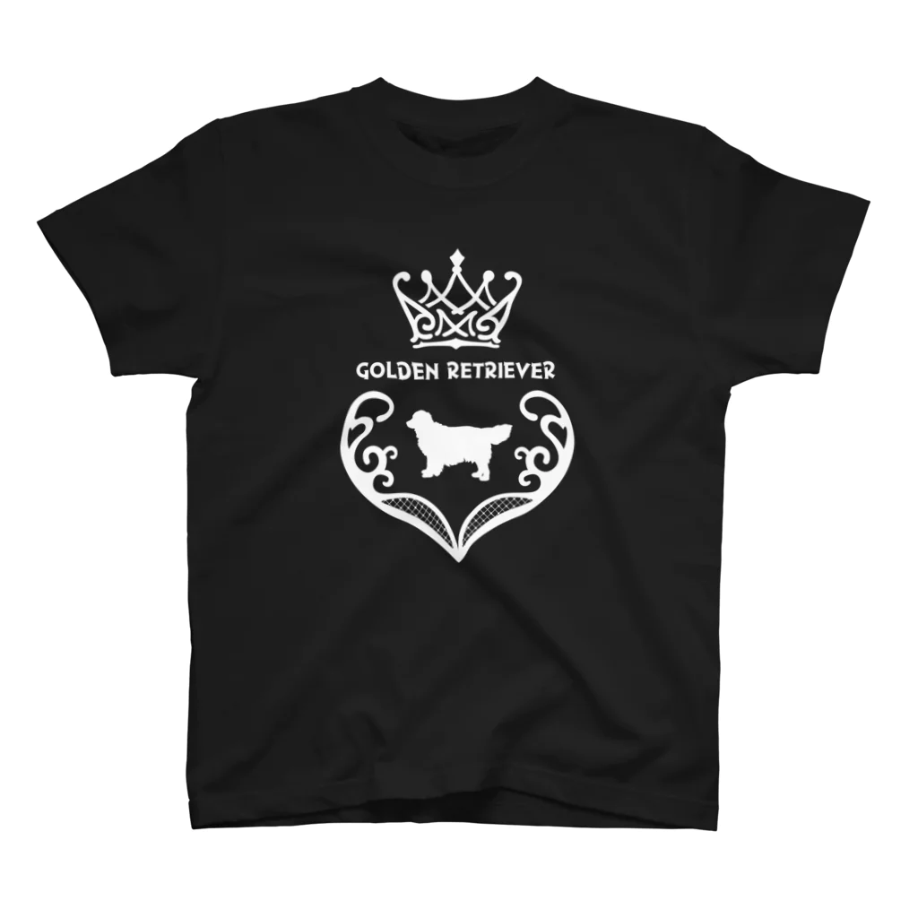 onehappinessのゴールデンレトリバー　crown heart　onehappiness　white スタンダードTシャツ