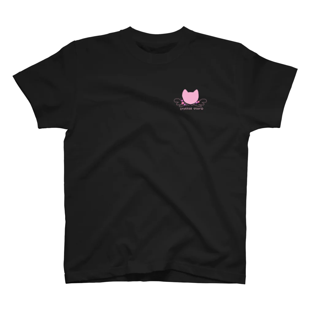 crystal star☆の星と羽根 pink スタンダードTシャツ