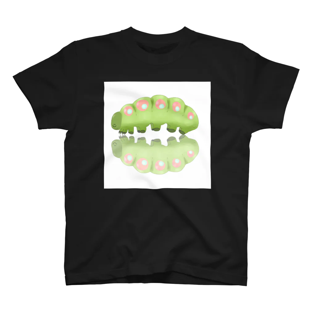 なきむしいもむしのいもむしりっぷ(緑)黒 スタンダードTシャツ