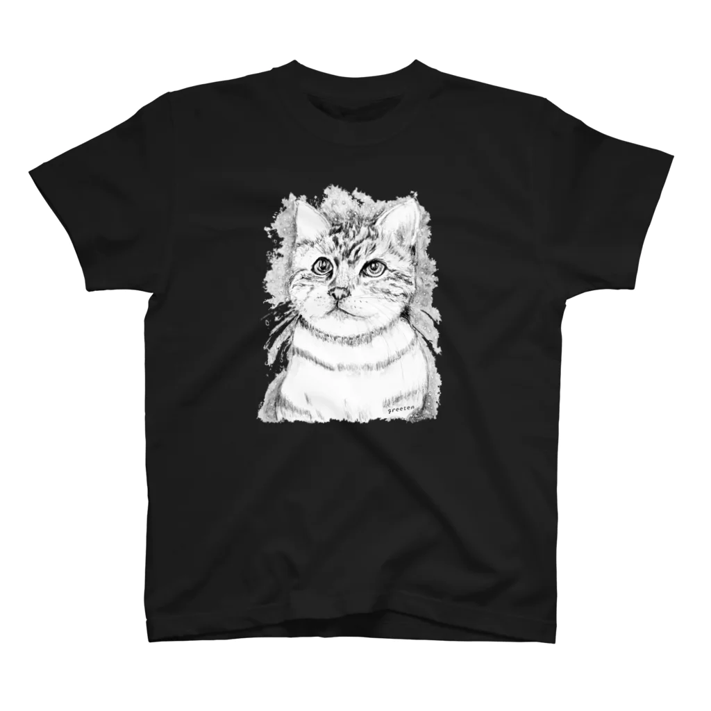 greetenのアート猫　モノクロ　 Regular Fit T-Shirt