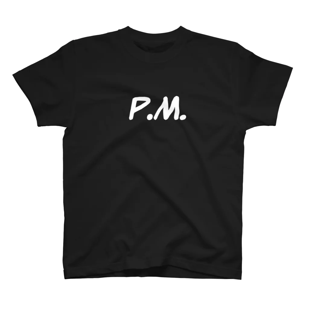 P.MのP.M logo（white) スタンダードTシャツ