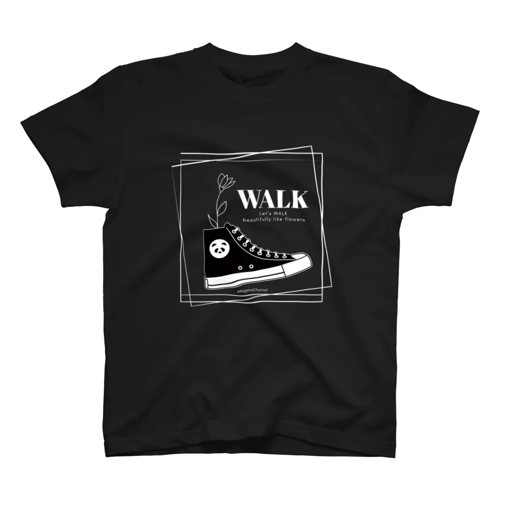 もがみ家ショップSUZURI店の【2023'小さな勇者誕生記念】Let's WALK シリーズ(クロ) スタンダードTシャツ