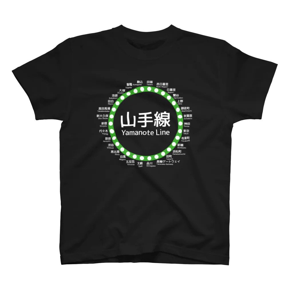 DRIPPEDのJR山手線路線図 白ロゴ スタンダードTシャツ