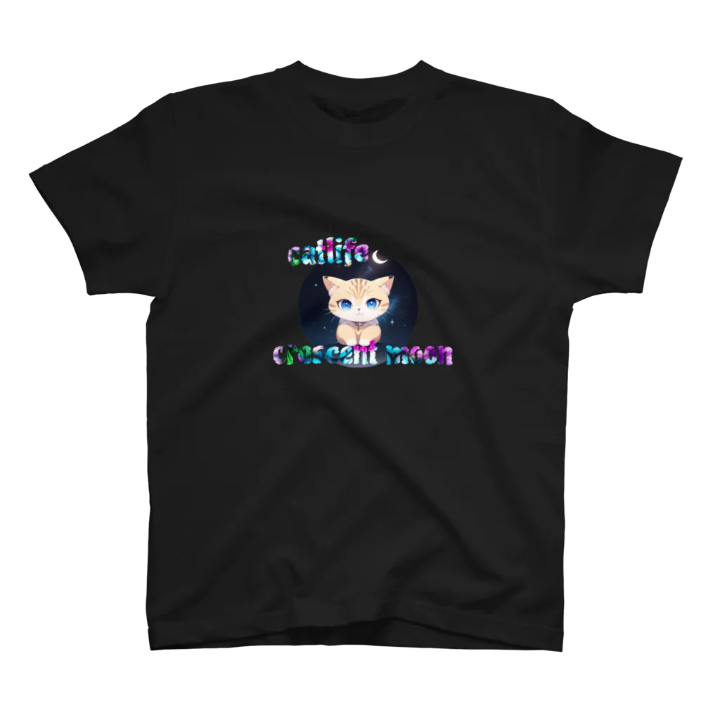 CROSS KのCat life (三日月) スタンダードTシャツ