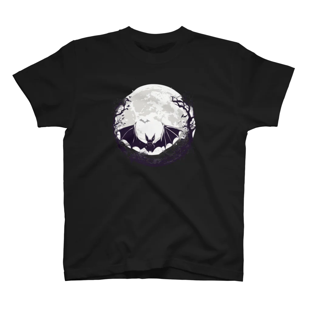 HMTの蝙蝠と月「bat and moon」 Regular Fit T-Shirt