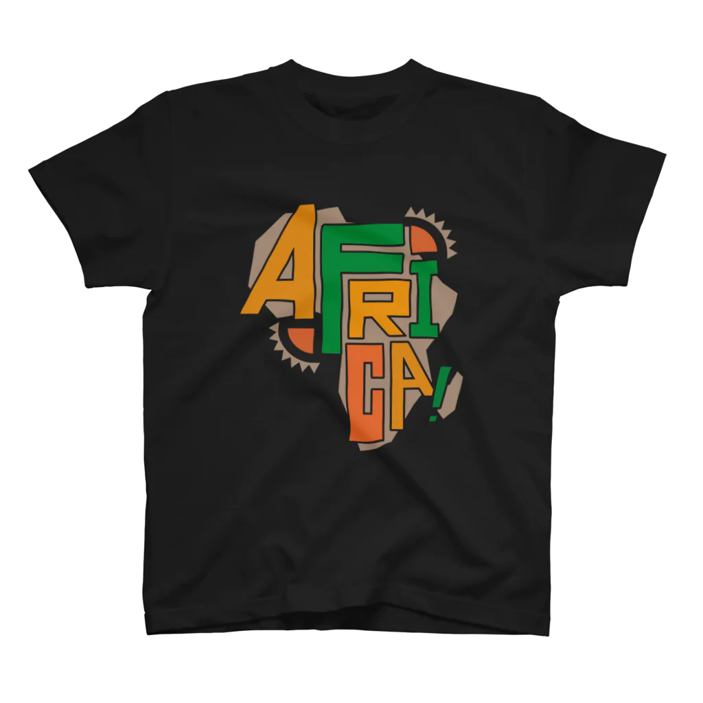 AFRICAN DANCE&DRUM tRibESのサバンナキッズ3　黒地Tシャツ用"AFRICA!" by QOTAROO　 티셔츠