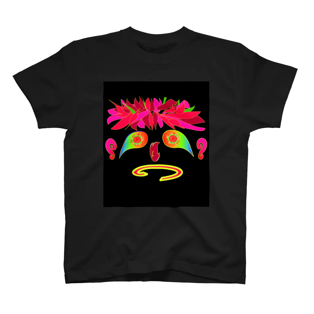 HirockDesignJapanのLeaf Face Art2 Regular Fit T-Shirt