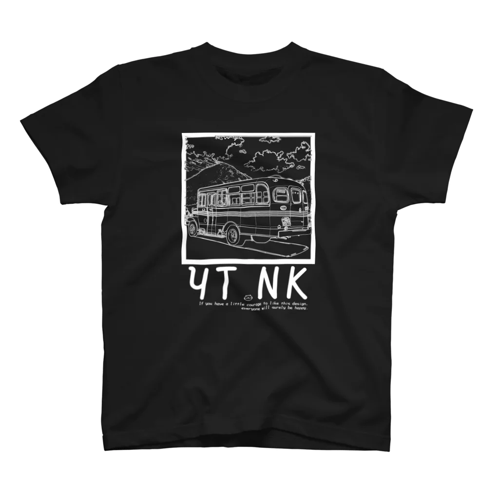 YUTANEKO公式ショップのゆたねこ　ボンネットバス　白抜き Regular Fit T-Shirt