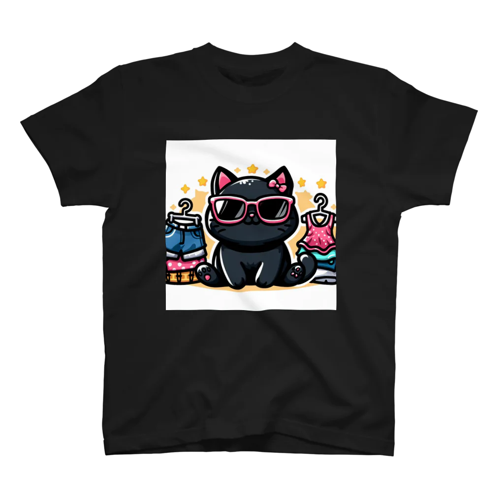 Noir's Cronusのオシャレな黒猫 スタンダードTシャツ