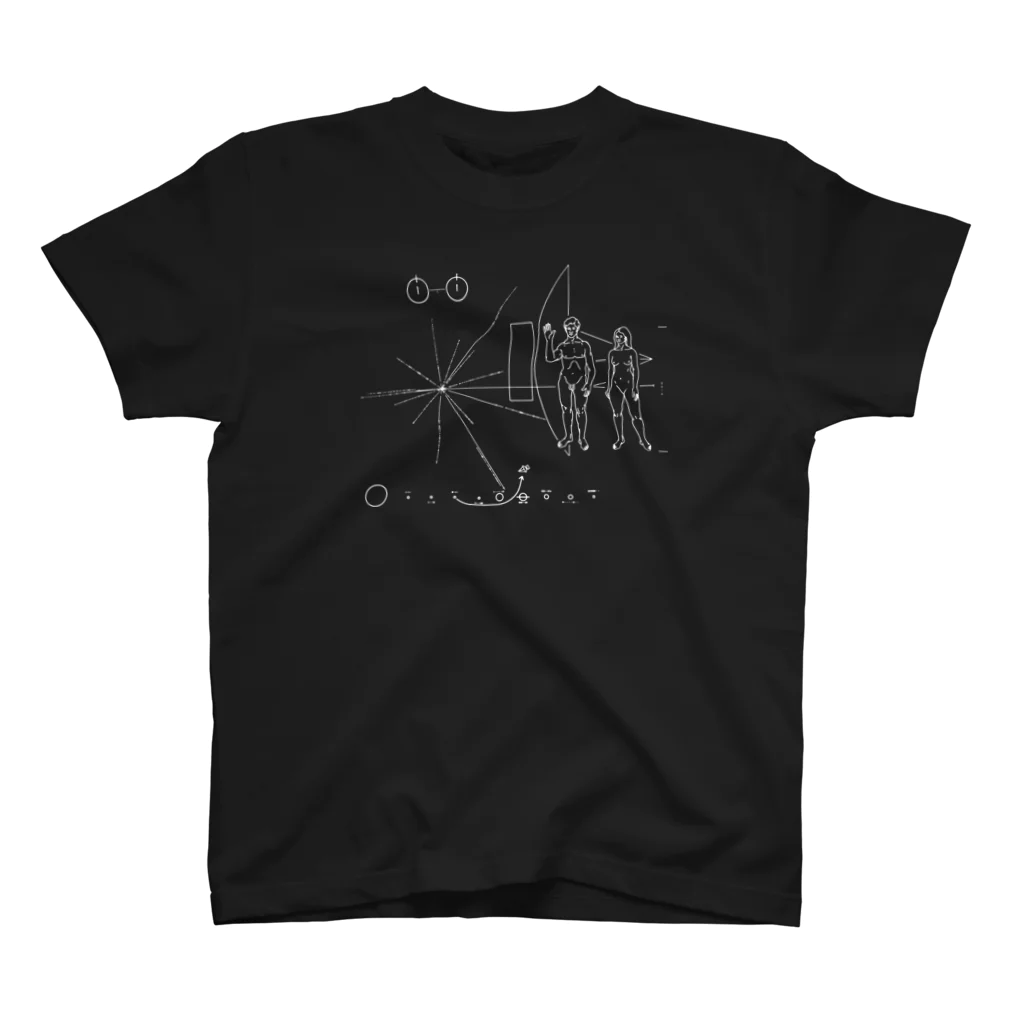 metao dzn【メタヲデザイン】のパイオニア探査機の金属板 スタンダードTシャツ