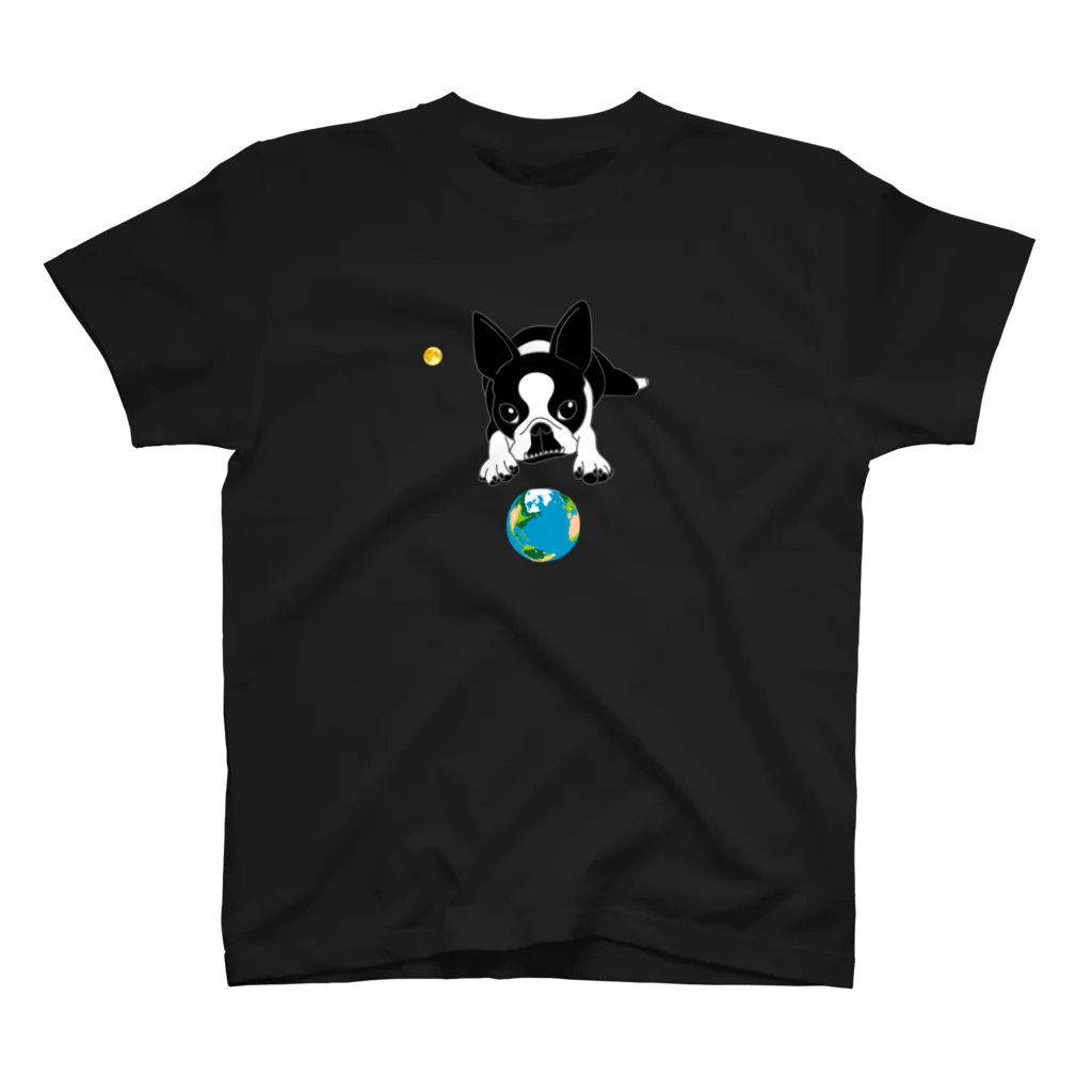 コチ(ボストンテリア)のボストンテリア(地球と月)[v2.8k] スタンダードTシャツ