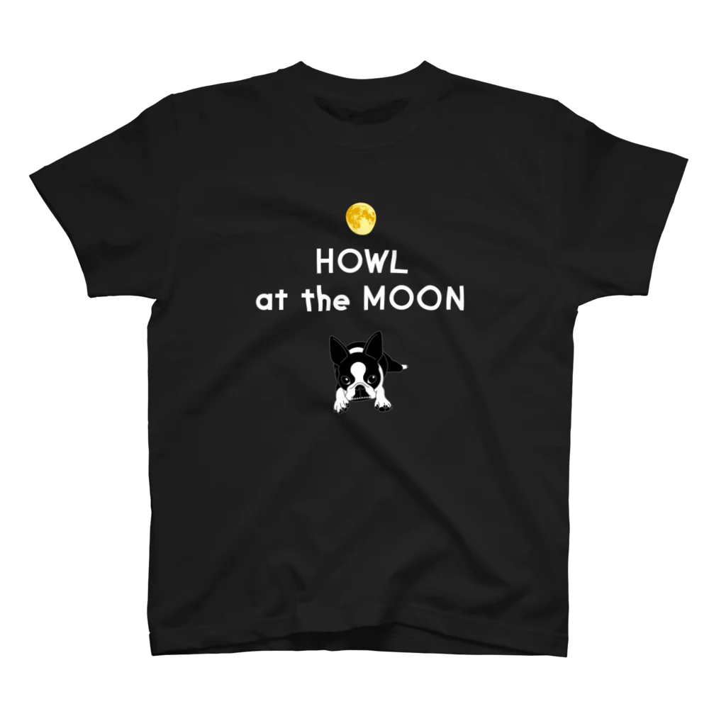 コチ(ボストンテリア)のボストンテリア(HOWL at the MOON ロゴ)[v2.8k] Regular Fit T-Shirt