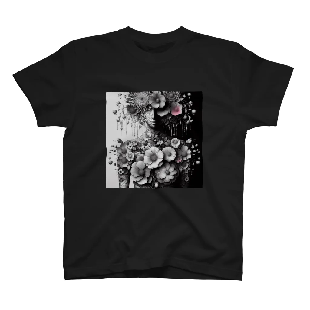 くろぼんの花と女性 スタンダードTシャツ