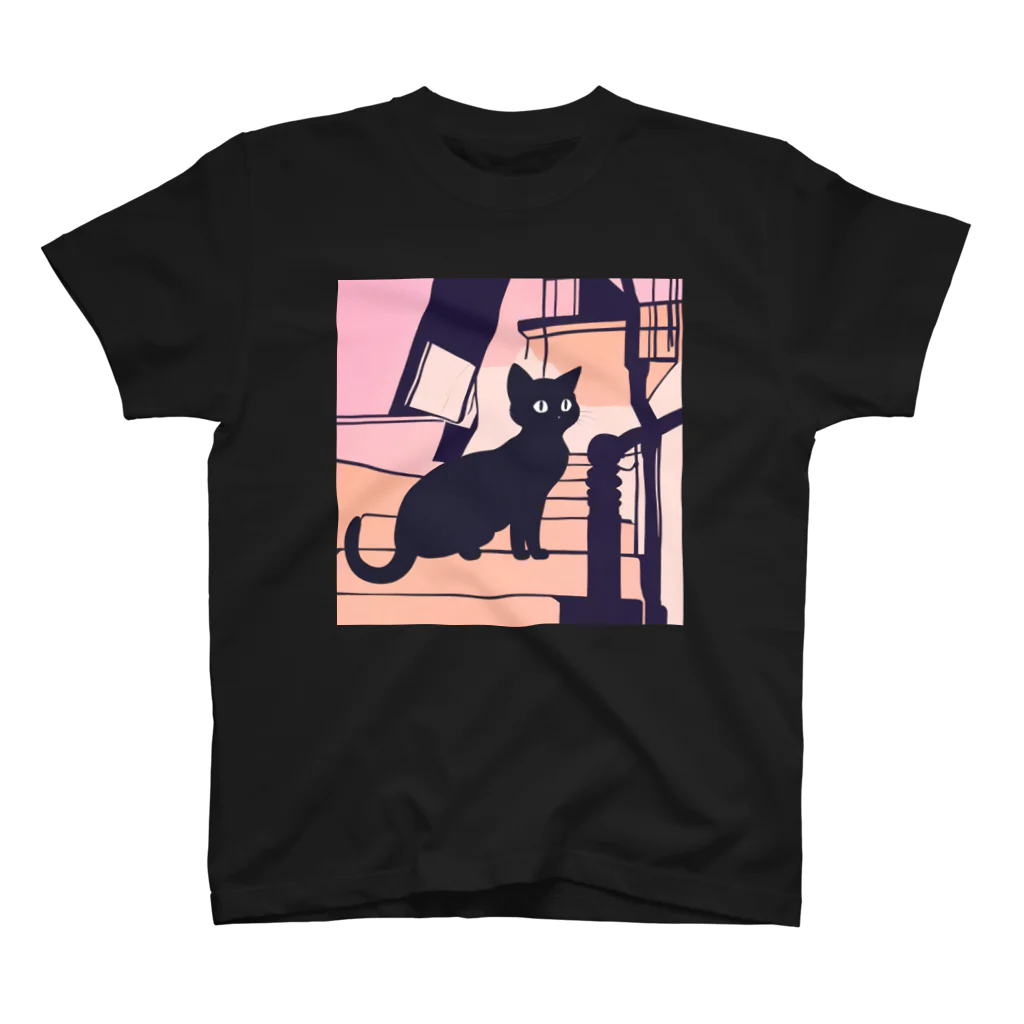 sefyの夕暮れの黒猫ちゃん スタンダードTシャツ