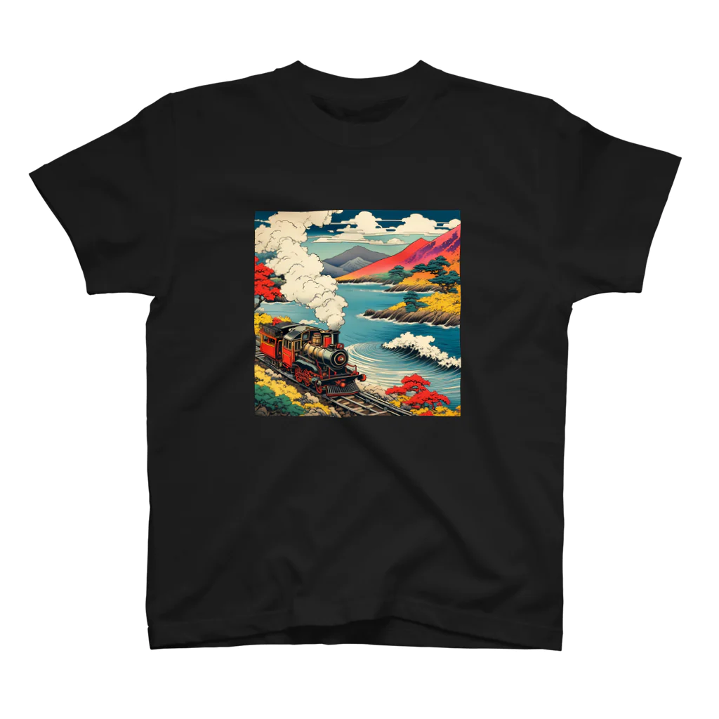 日本の風景 COOL JAPANの日本の風景:SL 蒸気機関車、Japanese senery:SL Steam locomotive Regular Fit T-Shirt