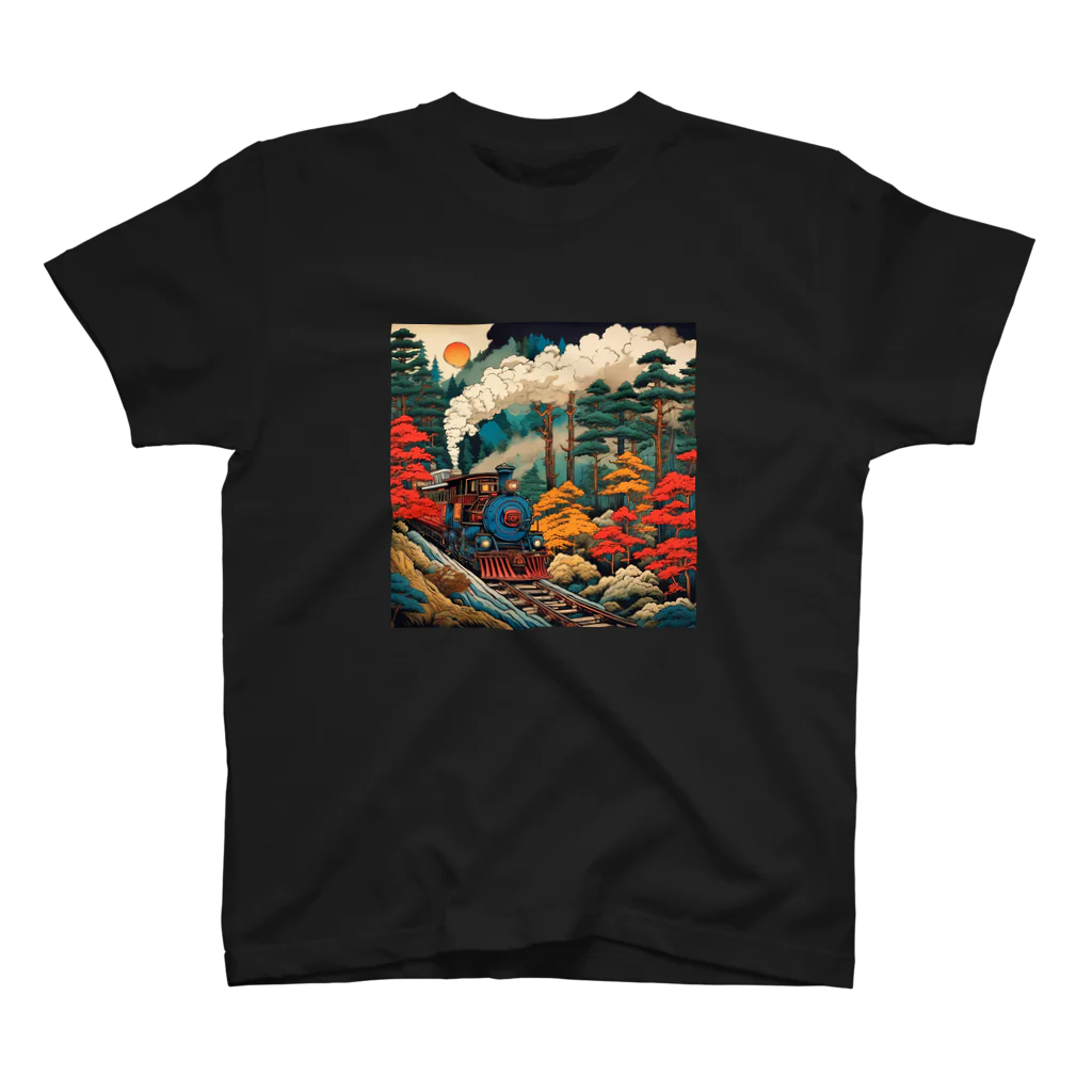 日本の風景 COOL JAPANの日本の風景:SL 蒸気機関車、Japanese senery:SL Steam locomotive スタンダードTシャツ