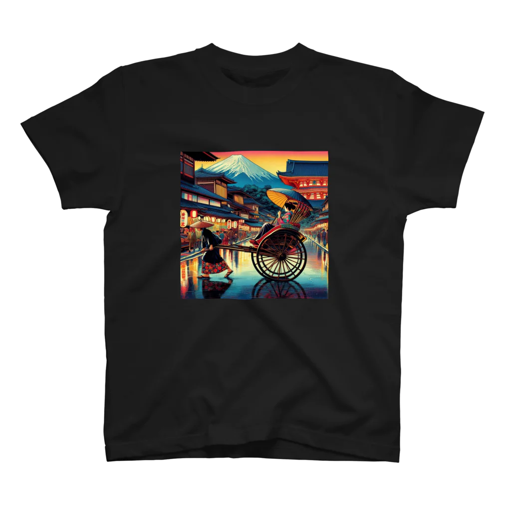 日本の風景 COOL JAPANの日本の風景:人力車で散策、Japanese scenery: Stroll around by jinrikisha Regular Fit T-Shirt