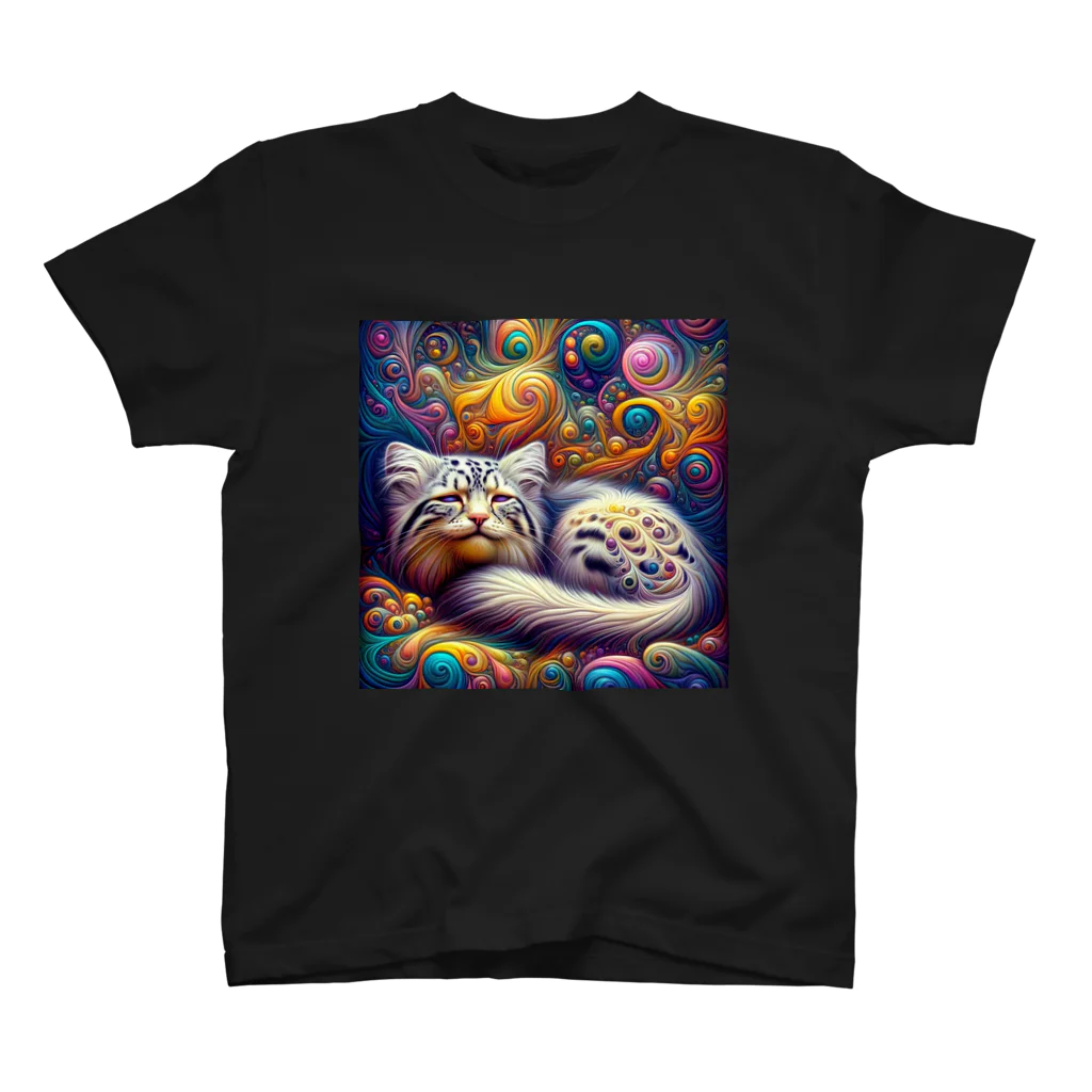 manul-of-the-worldのPsychedelic pallas cat スタンダードTシャツ