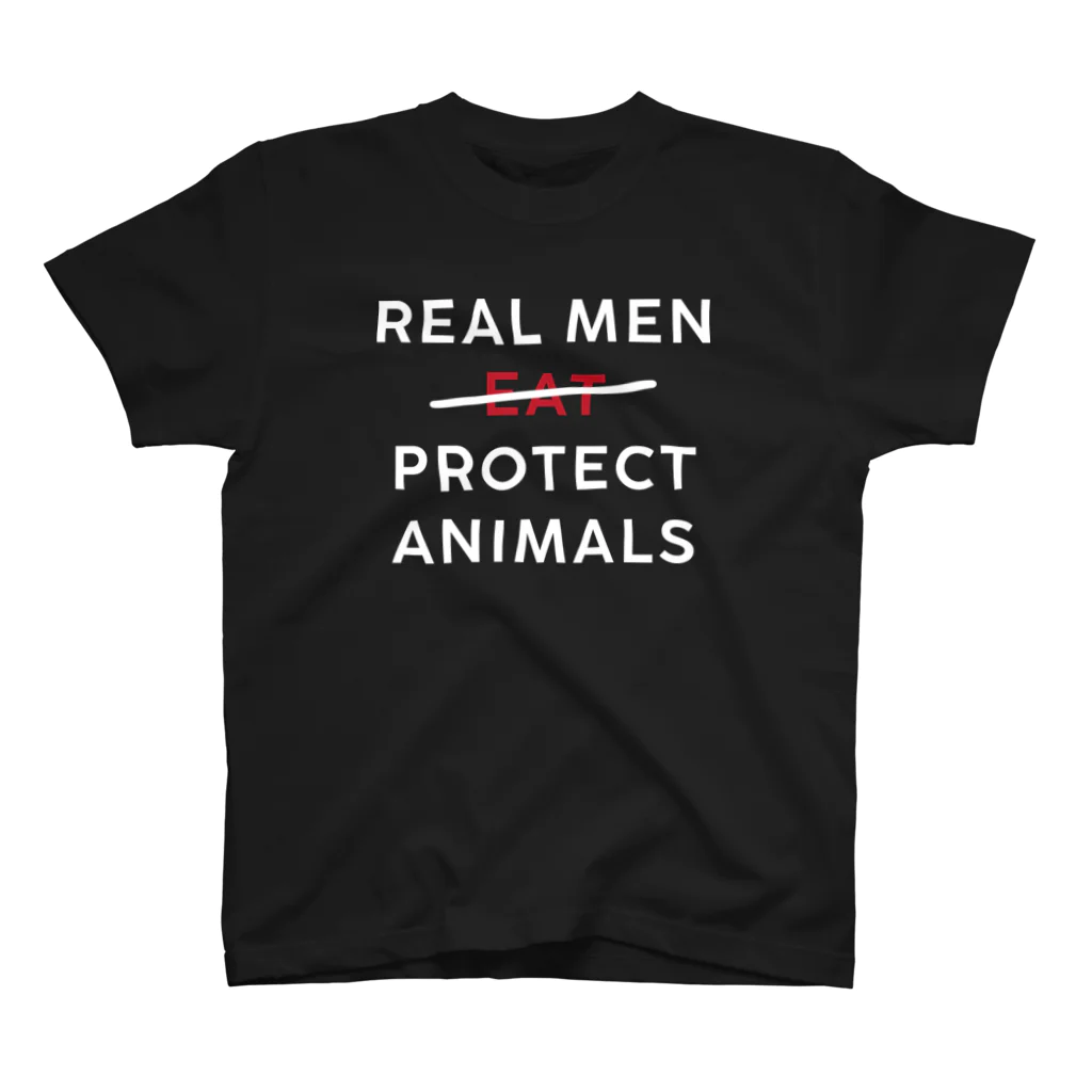 Let's go vegan!のReal men protect animals Regular Fit T-Shirt