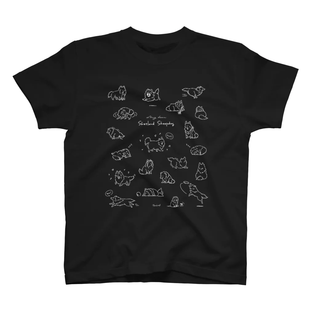 BowWoof Shopの【前/白】わらわらシェルティ スタンダードTシャツ