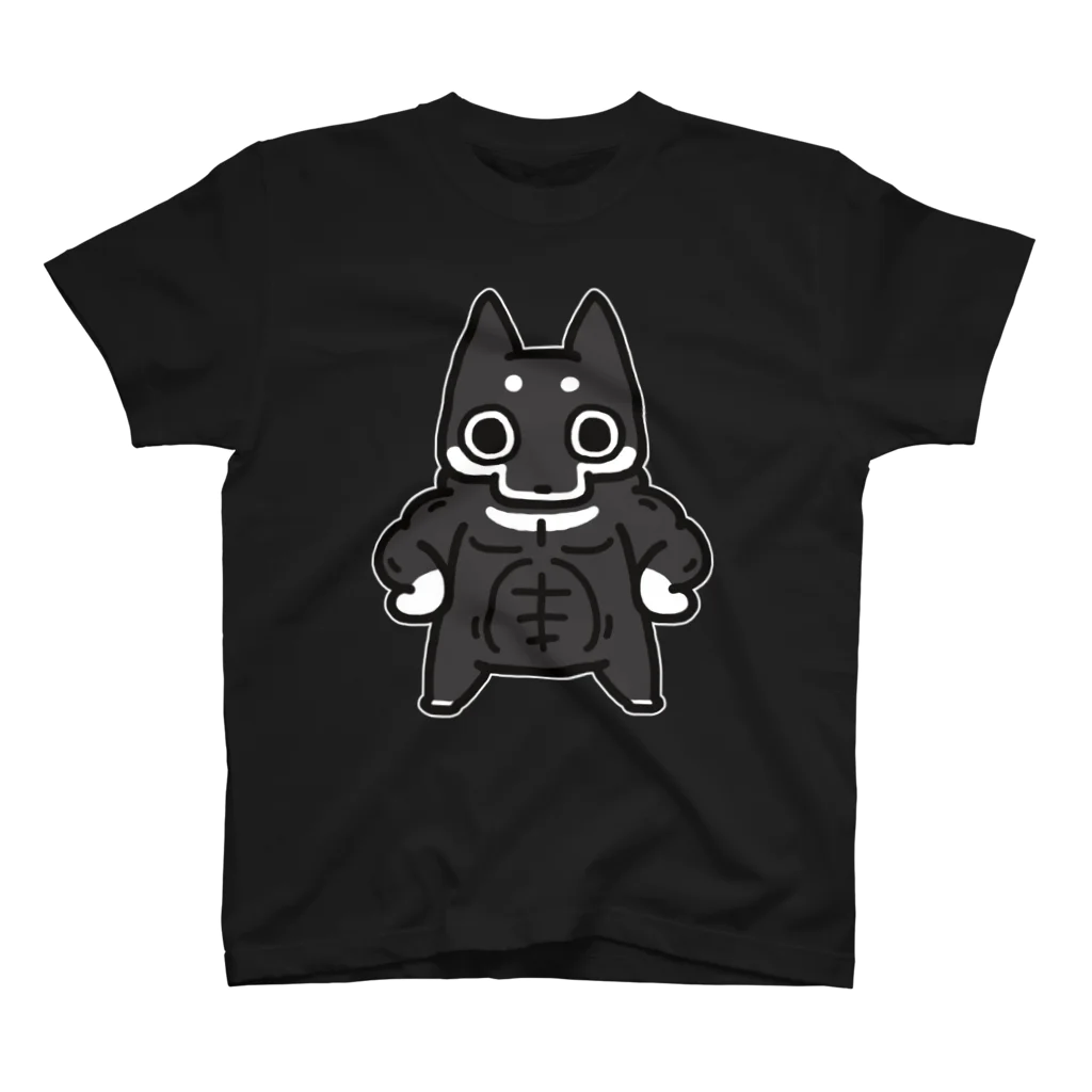 【しばし柴犬屋】のムキムキ筋肉柴犬(黒 スタンダードTシャツ