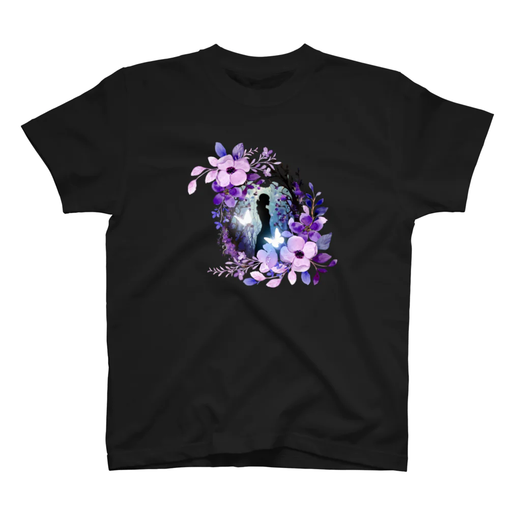 Mellow-Skyの紫の花と影 Regular Fit T-Shirt