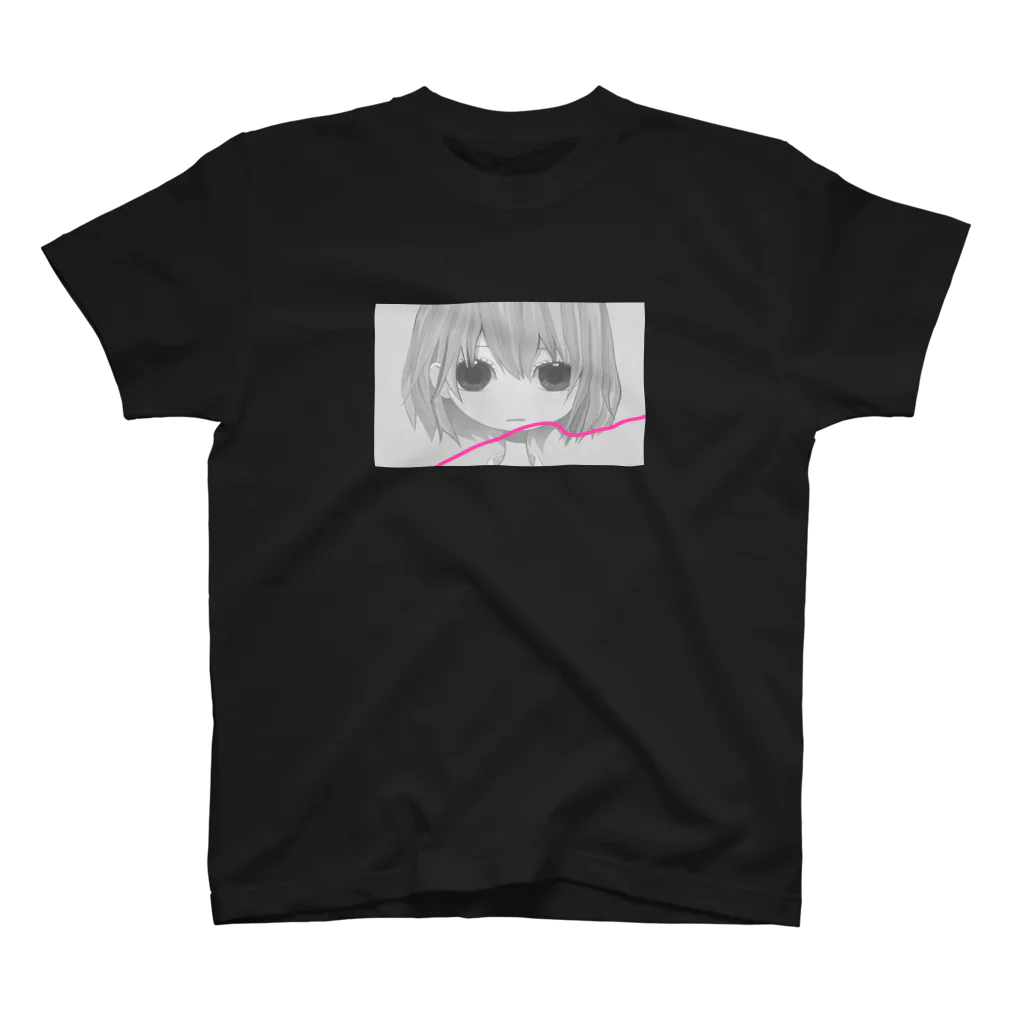 絵の具と女の子の確信_モノクロ スタンダードTシャツ