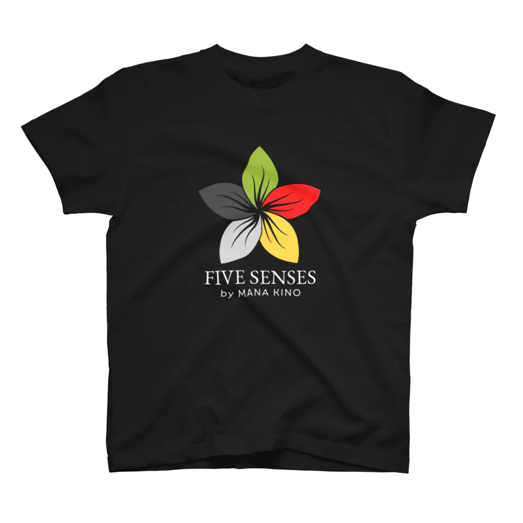 リモデザインスタジオのFIVE SENSES ロゴプルメリア｜FIVE SENSES by MANA KINO スタンダードTシャツ