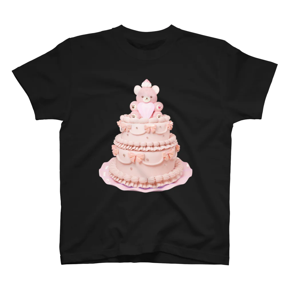 moom's shopのcake bear pink Regular Fit T-Shirt