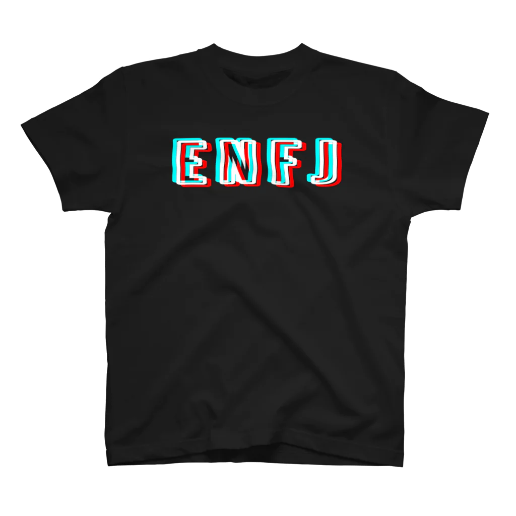 流行語Tシャツ倶楽部の【MBTIシリーズ】ENFJ Tシャツ[黒] Regular Fit T-Shirt