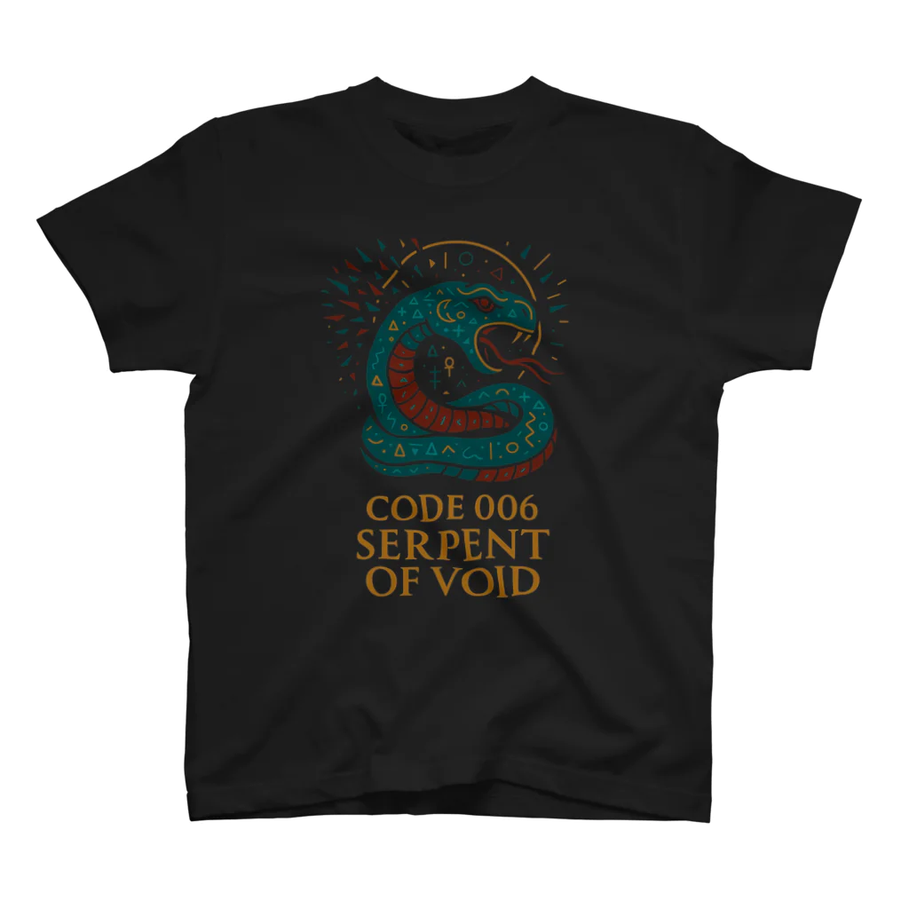 DIVINITY CODEの【エジプト神】SERPENT OF VOID - CODE 006｜虚無を喰らう混沌の蛇Tシャツ／終焉×神話アート Regular Fit T-Shirt