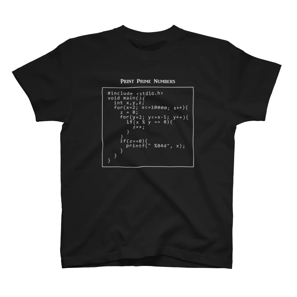 アタマスタイルの素数を出力するC言語プログラム：コンピュータ：科学：プログラマ：システムエンジニア Regular Fit T-Shirt