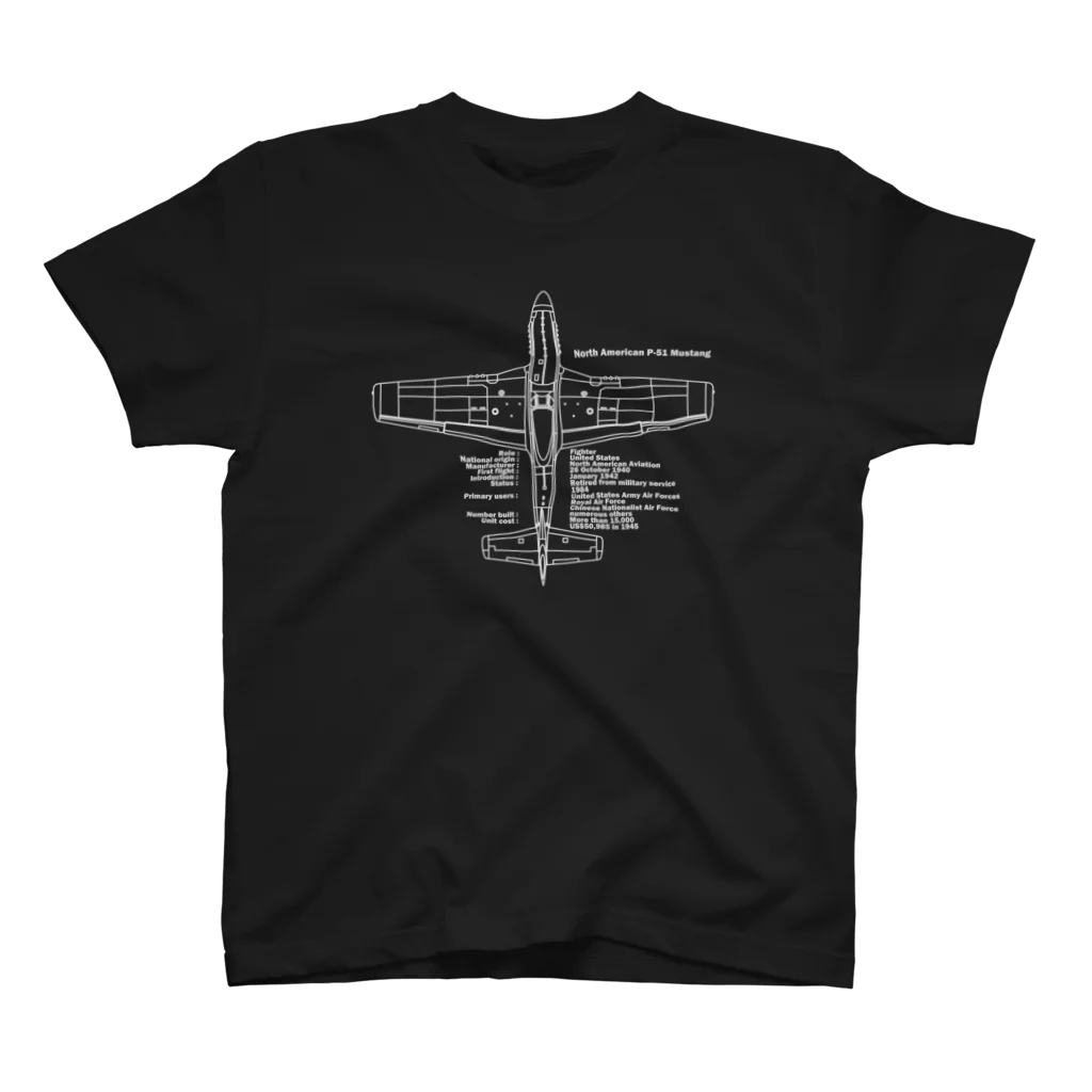 アタマスタイルのマスタング(ムスタング)P51：戦闘機：アメリカ軍：米軍：WW2：第二次世界大戦：太平洋戦争 Regular Fit T-Shirt