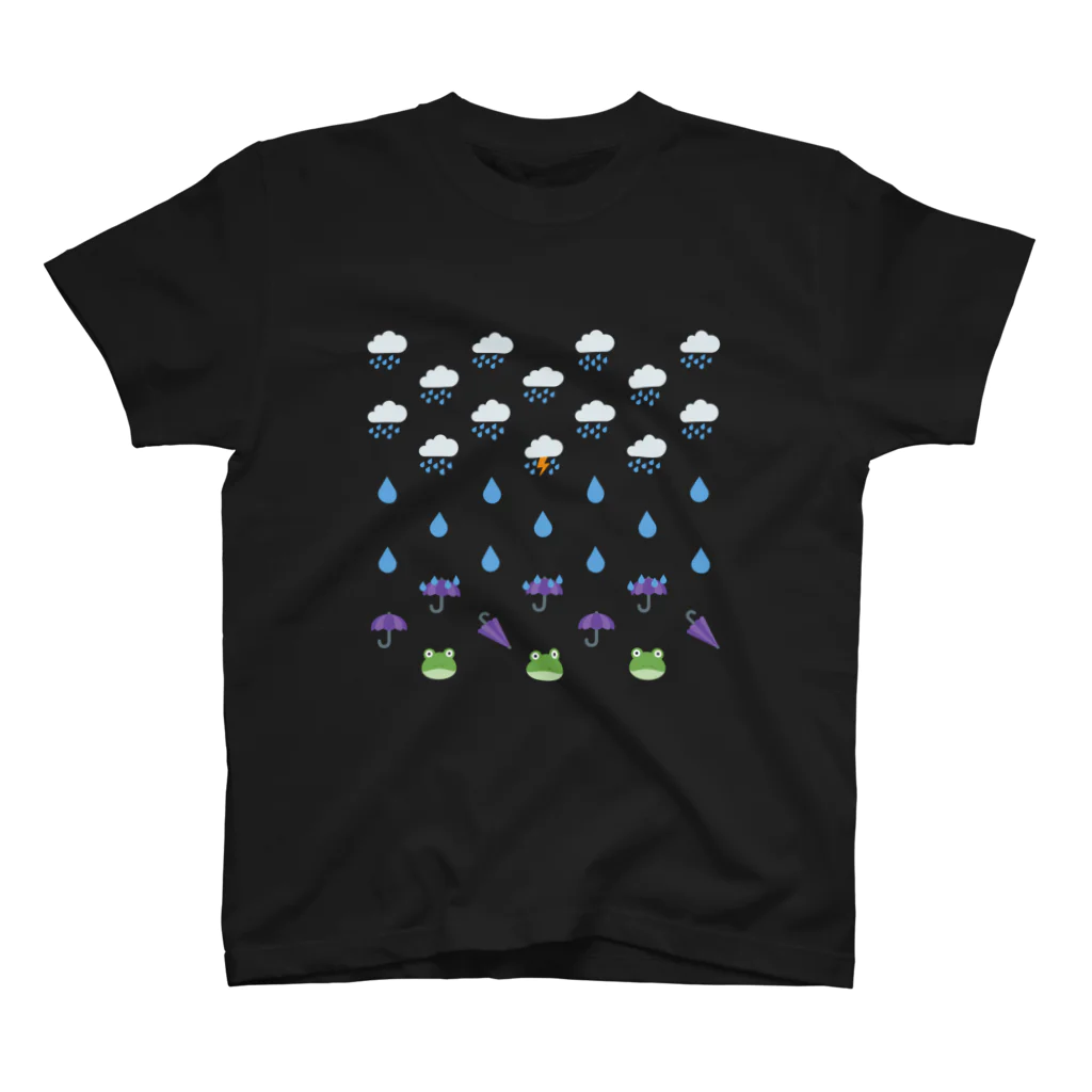 EMOJITOKYOの☔ 絵文字 あめあめふれふれ 🐸 スタンダードTシャツ