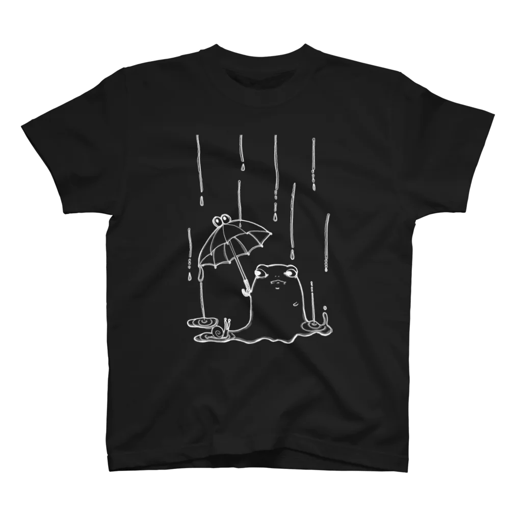 ねんねん虫のあいあい傘　※黒地用白線画 スタンダードTシャツ