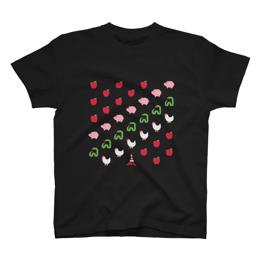 EMOJITOKYOの🍎 絵文字 鶏と蛇と豚 🗼 スタンダードTシャツ