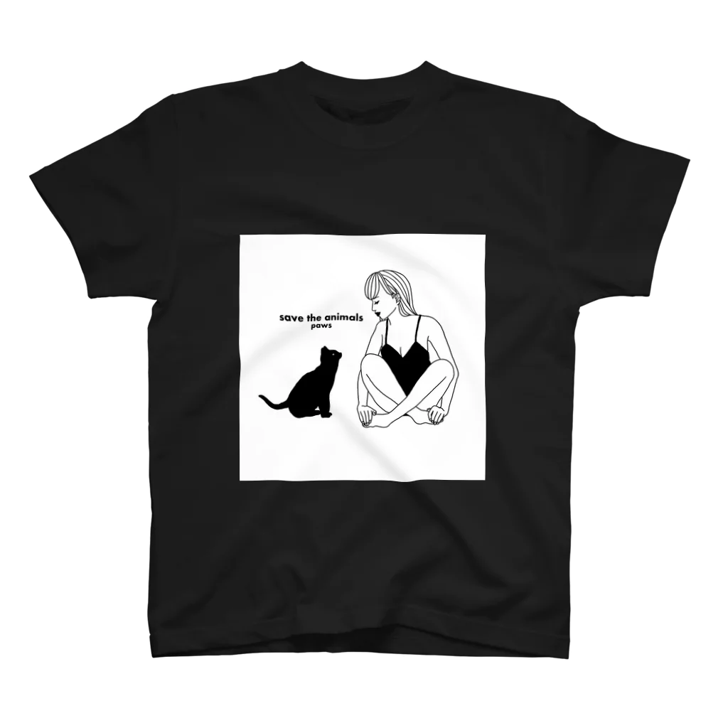 pawsの猫と女の子 Regular Fit T-Shirt