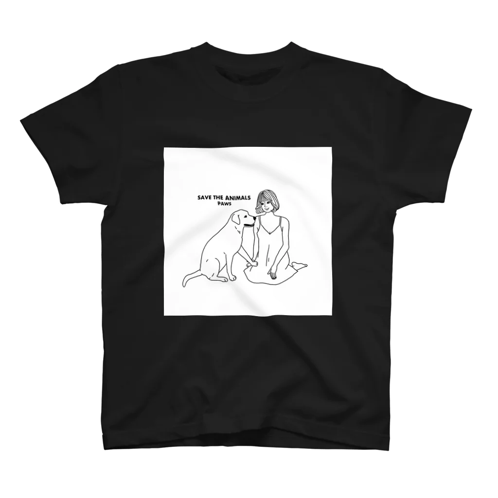 pawsの犬と女の子 Regular Fit T-Shirt