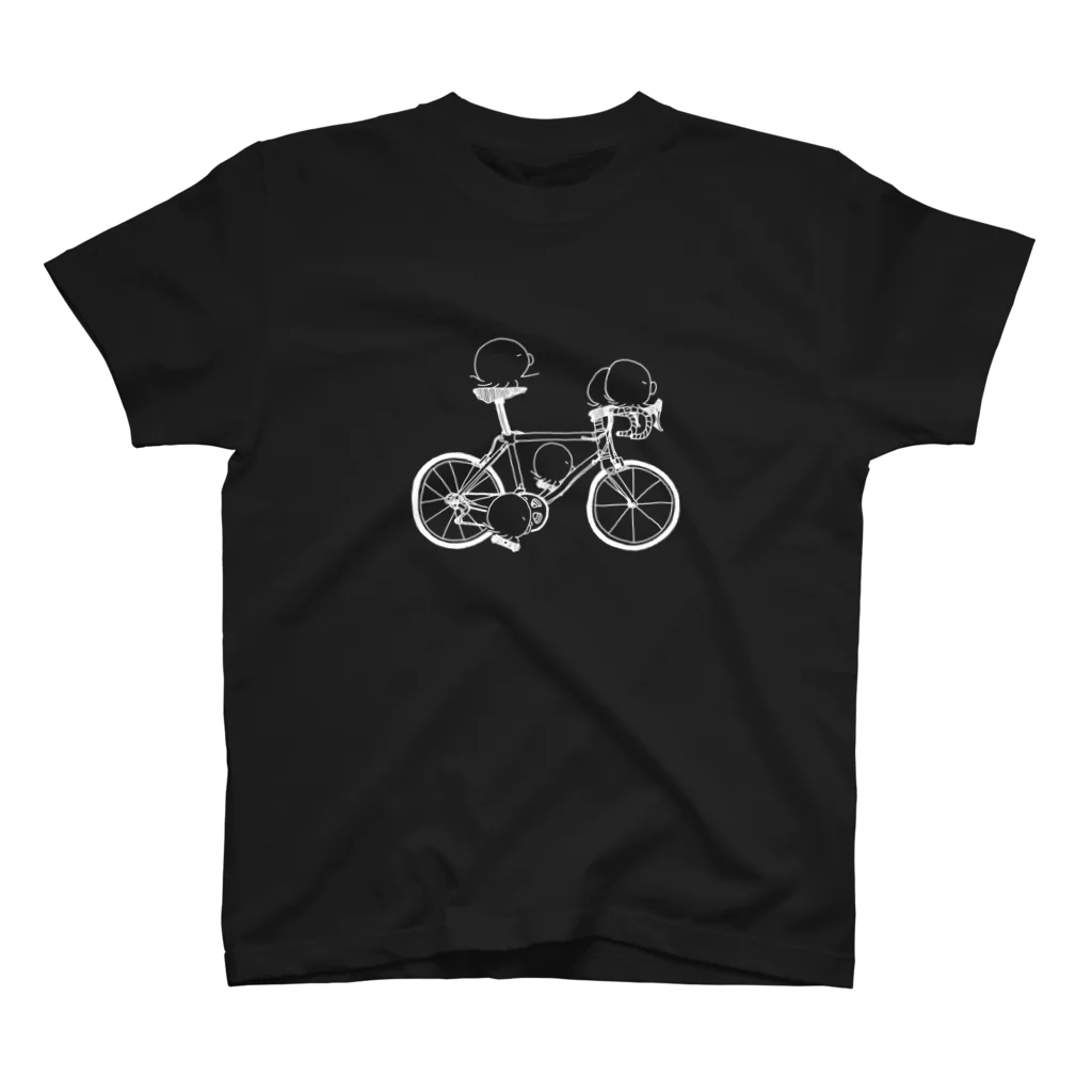 たこのぐっずやさんのじてんしゃにのるたこ（白線画） スタンダードTシャツ