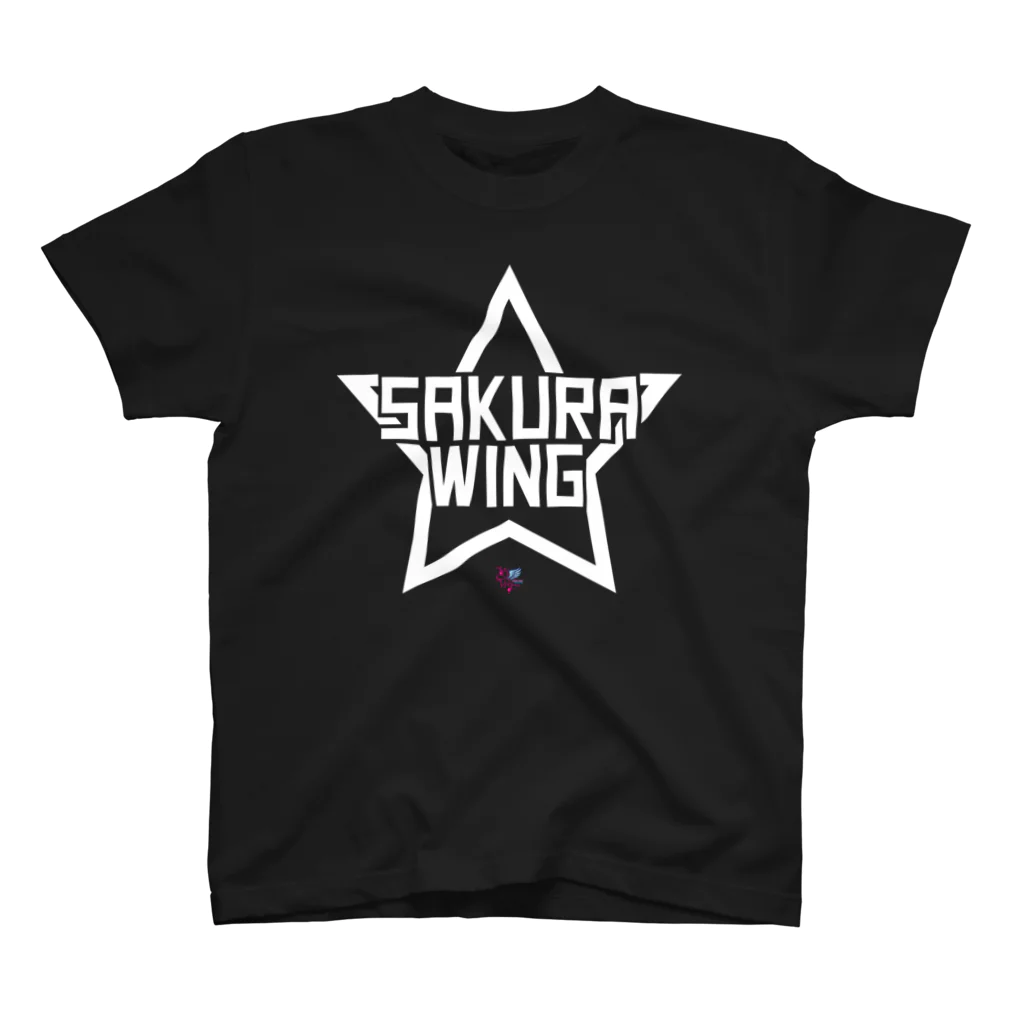 SAKURA WING LLC.のSAKURA WINGスター白字 Regular Fit T-Shirt