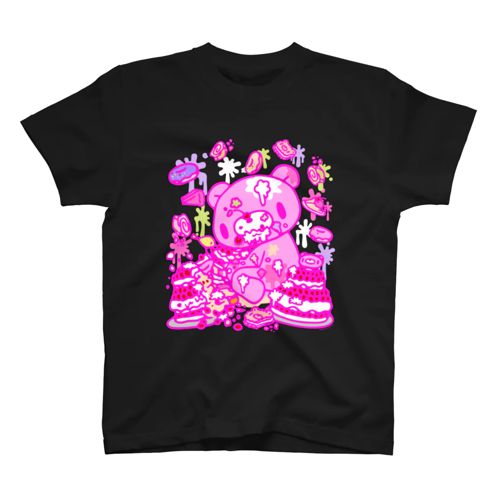 CHAX COLONY imaginariの【各10点限定】いたずらぐまのグル〜ミ〜(8/special2/pink×blackback) スタンダードTシャツ