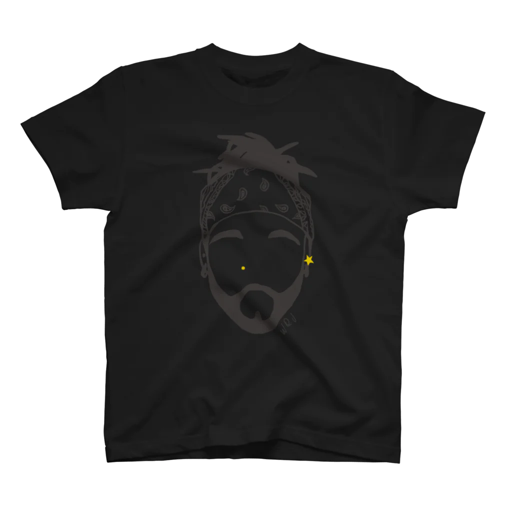 Walter Q JacksonのFace T-shirt (gray logo) スタンダードTシャツ