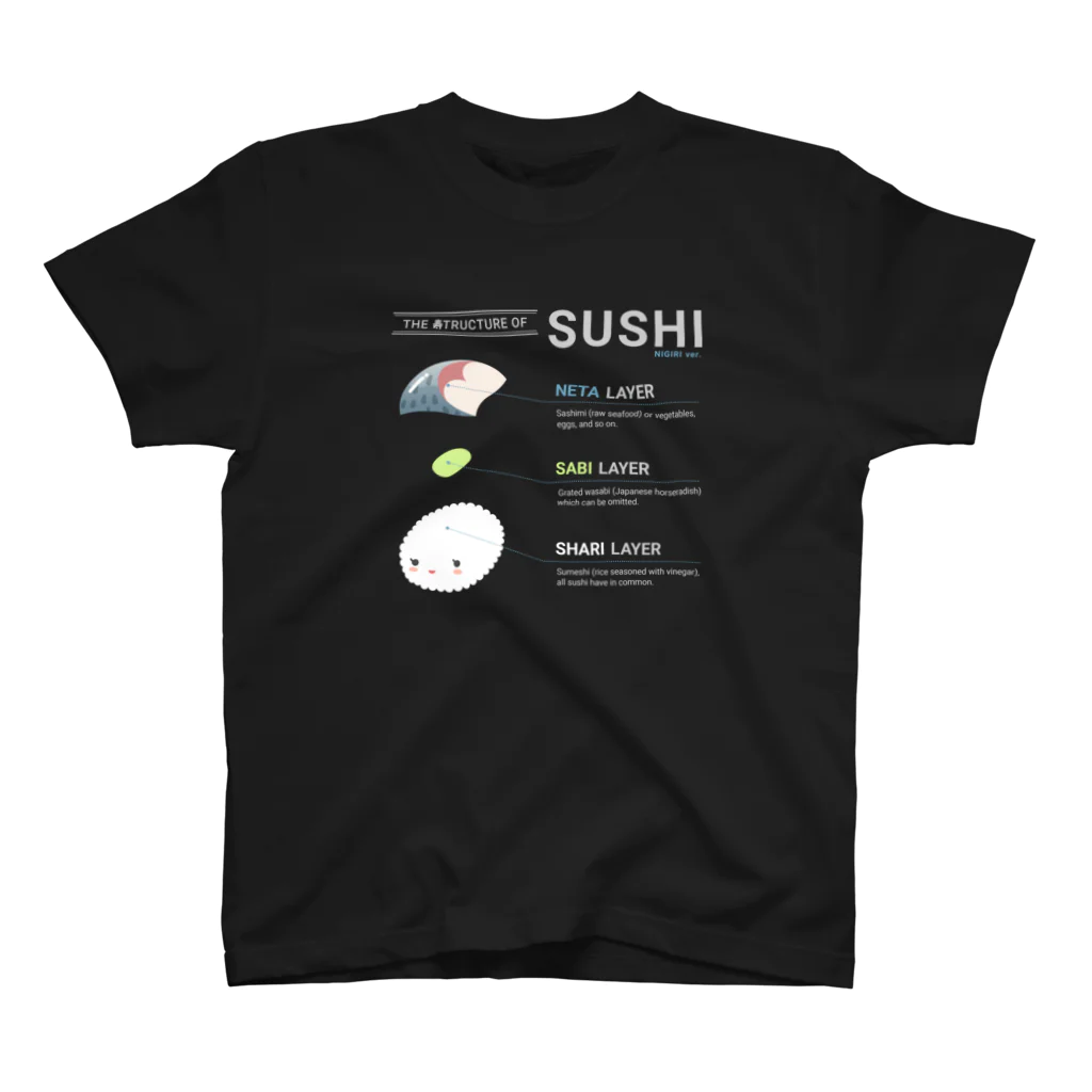 あわゆきのTHE 寿TRUCTURE OF SUSHI （さば） Regular Fit T-Shirt