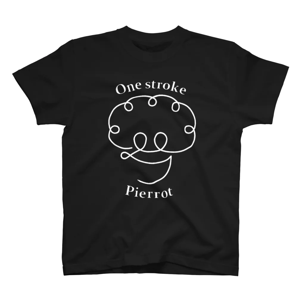 One stroke PierrotのOne stroke Pierrot (白線) Regular Fit T-Shirt