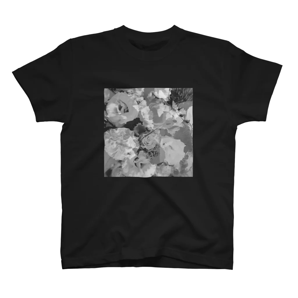 もちもちポメラニアンの花　グレー スタンダードTシャツ