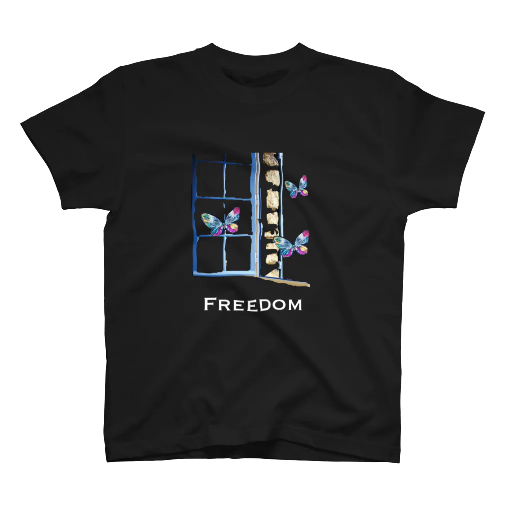 2step_by_JrのFREEDOM蝶(白文字) スタンダードTシャツ