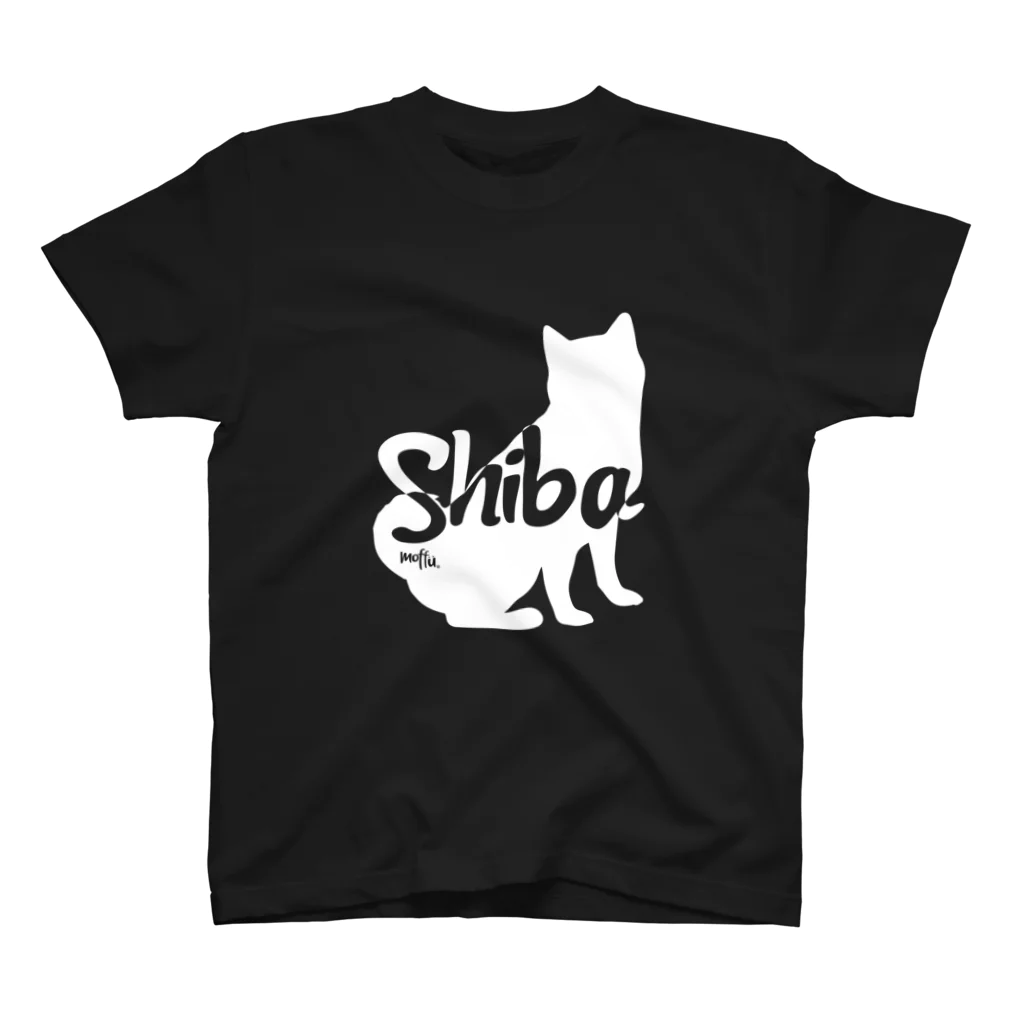 moffuの01柴犬　白シルエット スタンダードTシャツ