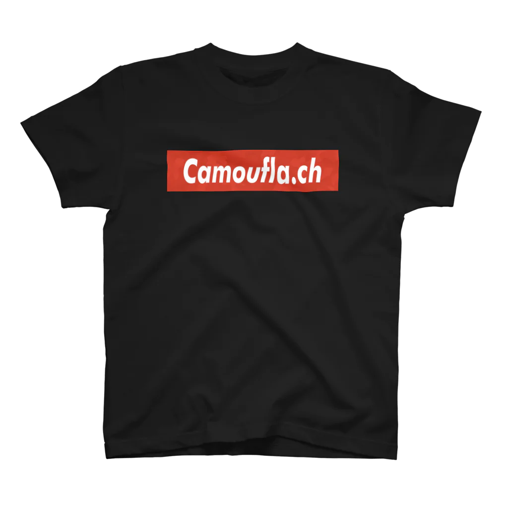 カモフラチャンネル オフィシャルグッズのボックスロゴ RED スタンダードTシャツ